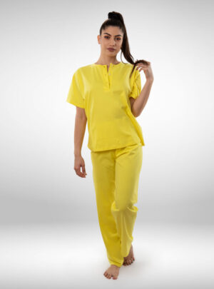 Ženska pidžama kratak rukav žuta, ženske pidžame