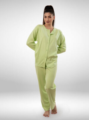 Ženska pidžama na kopčanje zelena, ženske pidžame