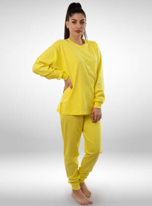 Ženska pamučna pidžama žuta, ženske pidžame