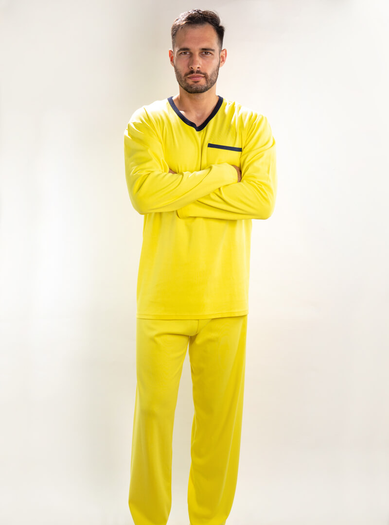 Muška pamučna pidžama žuta, muške pidžame