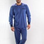 Muška pamučna pidžama srednje plava, Muske pidzame online prodaja
