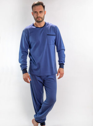 Muška pamučna pidžama srednje plava, Muske pidzame online prodaja