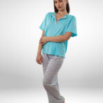 Ženska pidžama kratak rukav dezen2, ženske pidžame