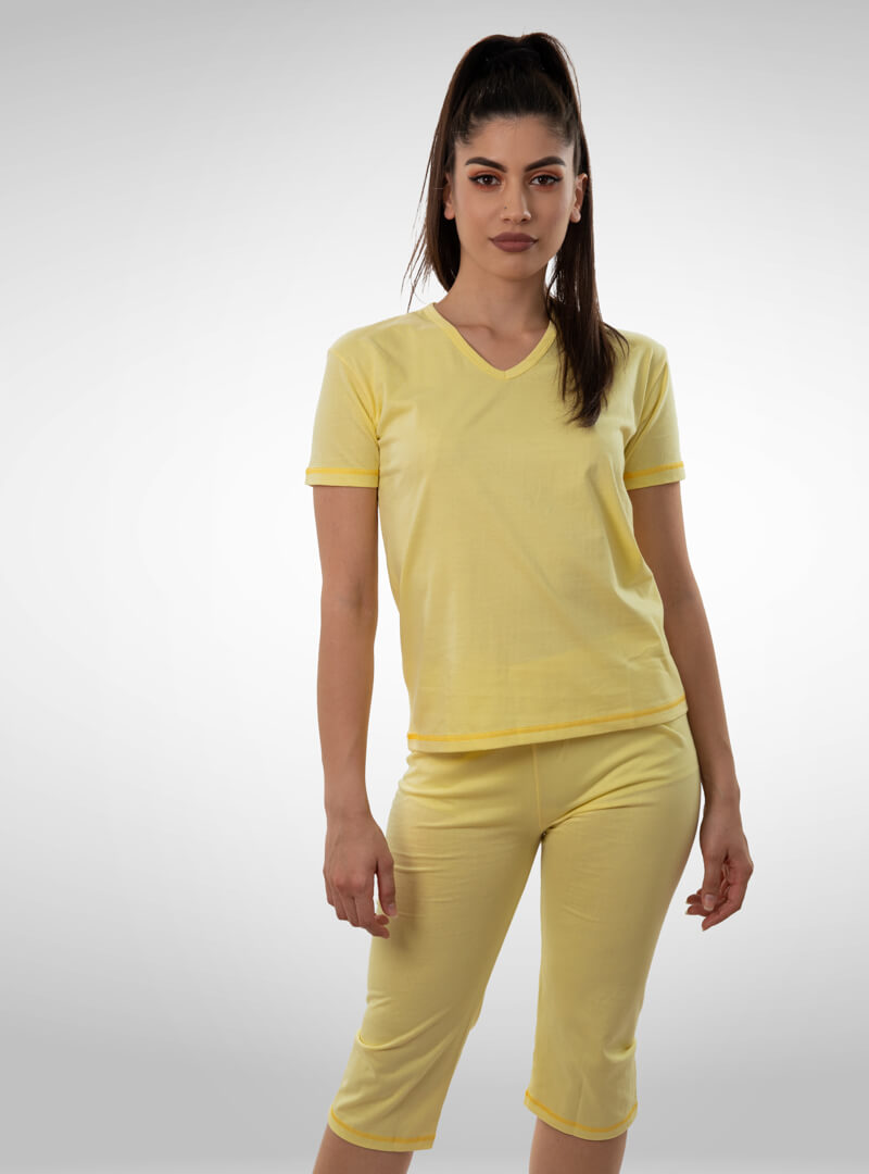 Ženska pidžama 3/4 nogavica žuta, ženske pidžame