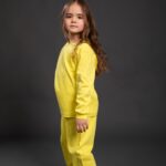 Pamučna pidžama za djevojčice žuta, Pidžame za djevojčice