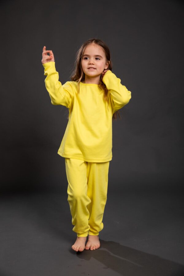 Pamučna pidžama za djevojčice žuta, Pidžame za djevojčice