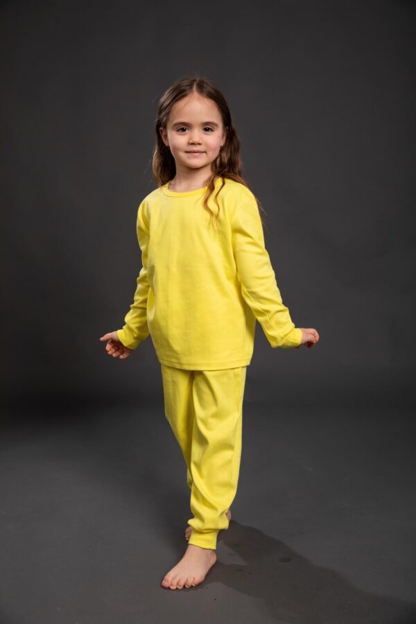 Pamučna pidžama za djevojčice žuta,Pidžame za djevojčice
