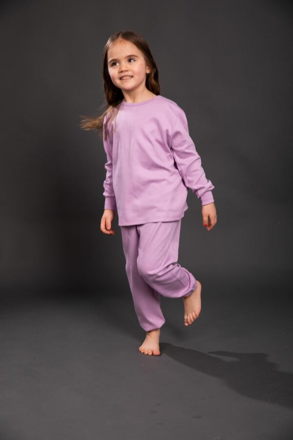 Pamučna pidžama za djevojčice ljubičasta, Pidžame za djevojčice